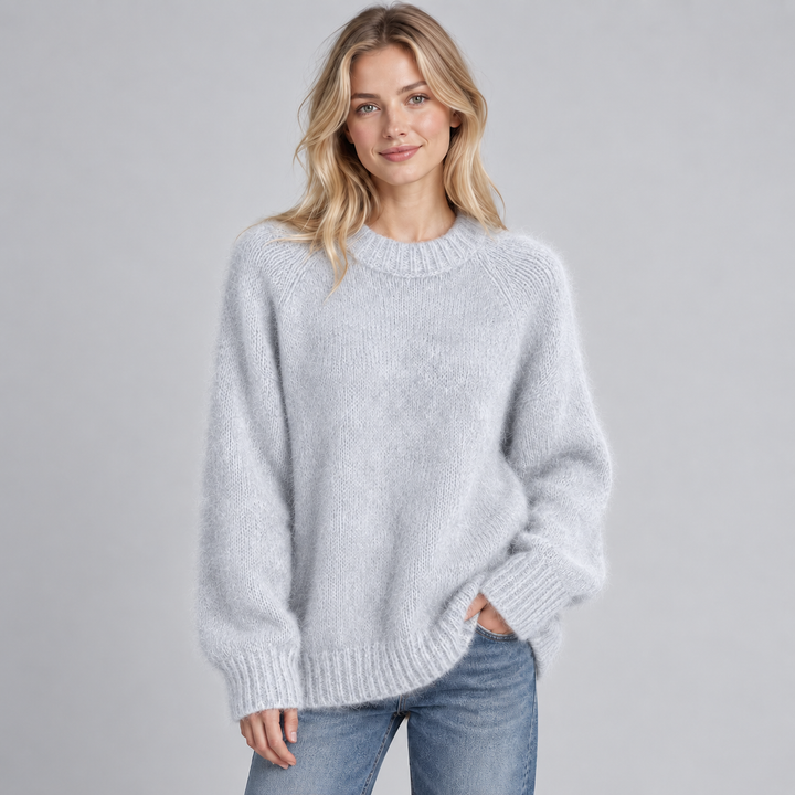 Women's Fluffy Knit Crew Neck Sweater