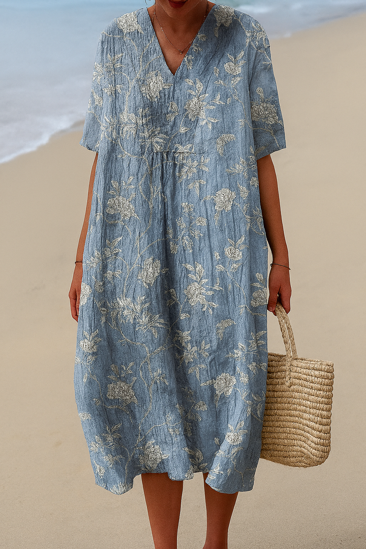 Lagoon Dress - Relaxed Fit Midi Dress With Artistic Print
