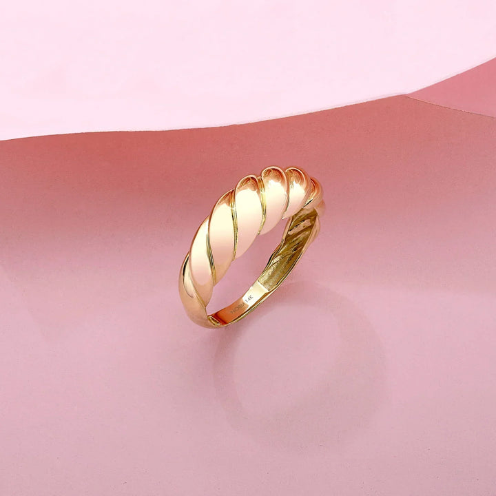 Croissant Ring Gold - Chunky Twisted Dome Statement Ring