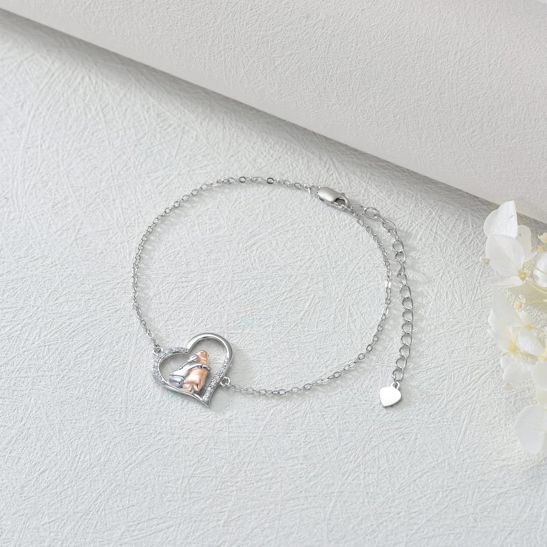 Dog Charm Bracelet Silver | Adjustable Pet Lover Jewelry