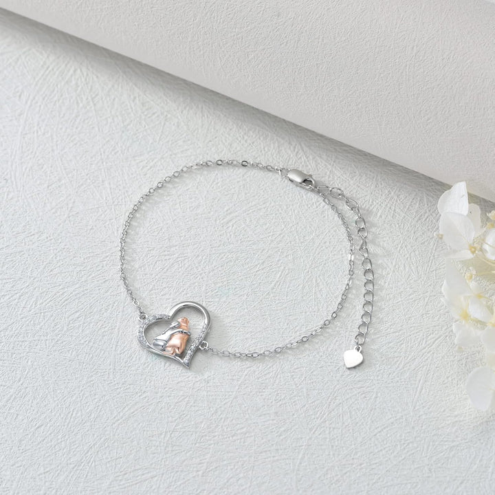 Dog Charm Bracelet Silver | Adjustable Pet Lover Jewelry