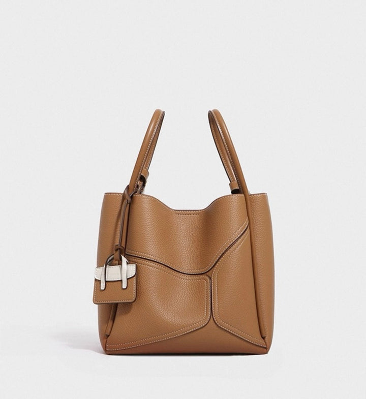 Brown Leather Tote Bag | Genuine Cowhide Leather Handbag