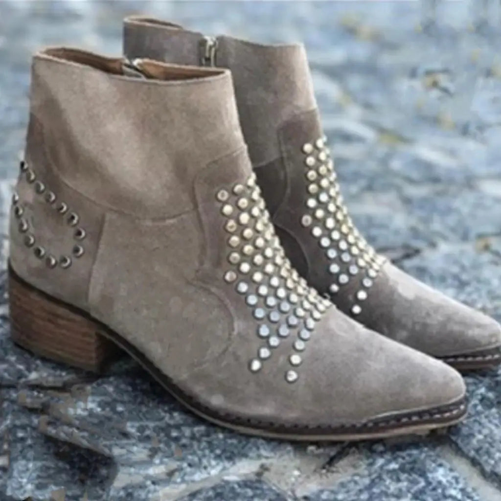 Studded Ankle Boots for Women | Edgy Low Heel Booties