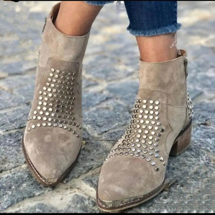 Studded Ankle Boots for Women | Edgy Low Heel Booties