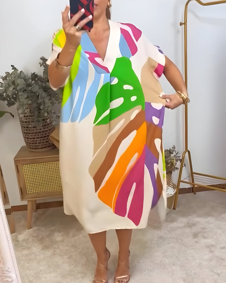 Abstract Print Dress for Women | Versatile Midi Dress