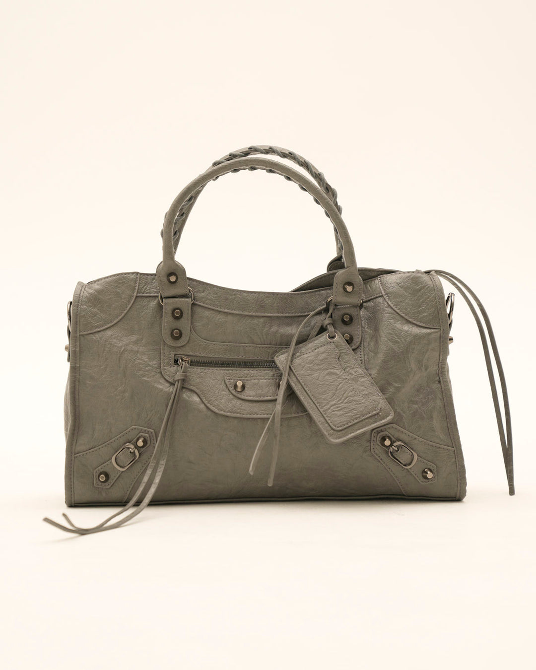 Leather Tote Bag for Work and Travel - Dark Grey Carryall