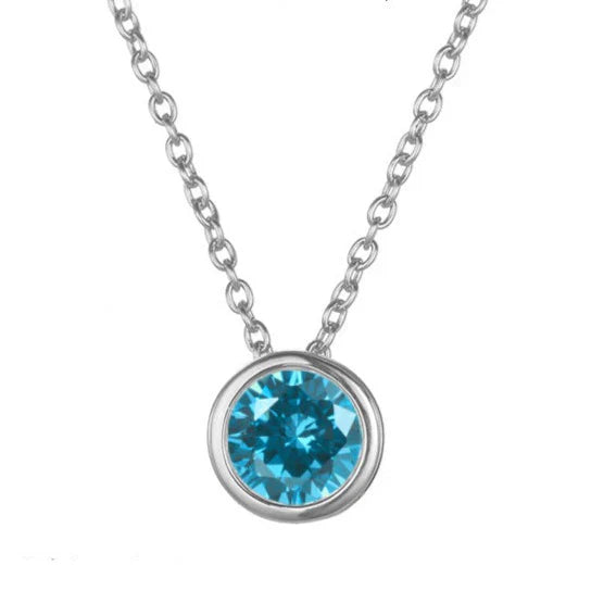 Birthstone Necklace White Gold Dainty Pendant for Women