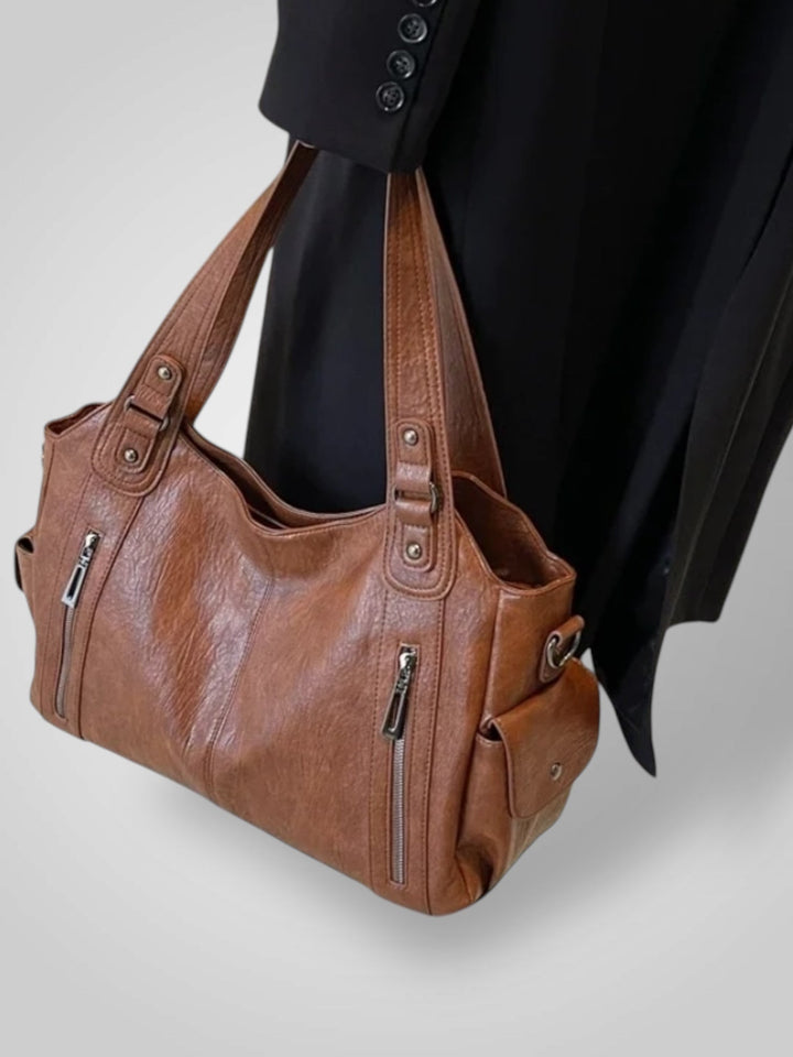 Vegan Leather Shoulder Bag - Spacious Everyday Handbag