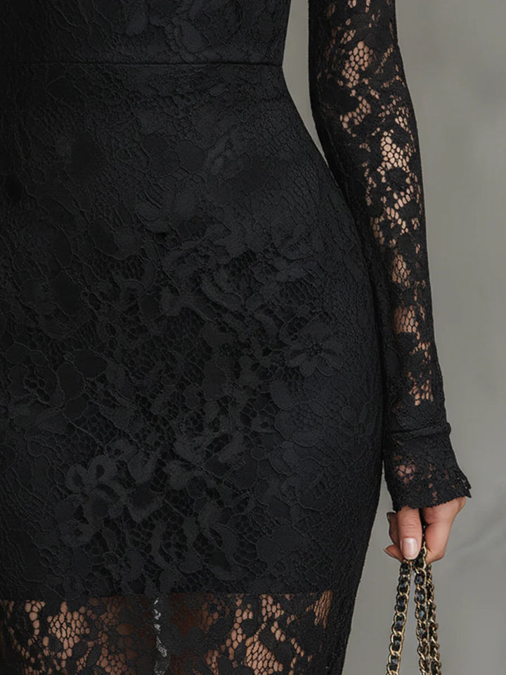 Black Lace Maxi Dress | Elegant Floor Length Evening Gown
