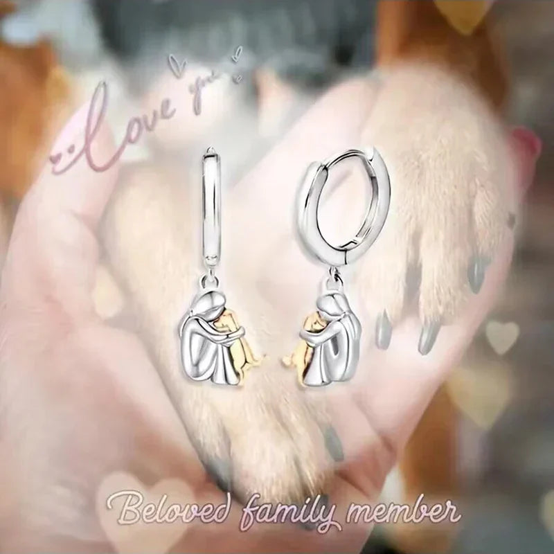 Dog Hug Dangle Earrings for Pet Lovers
