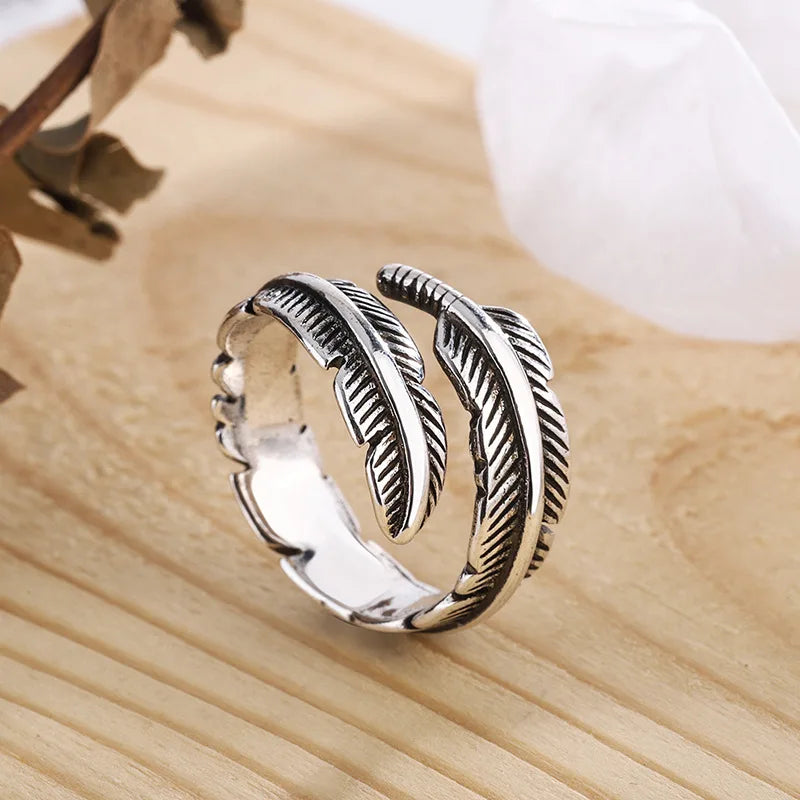Adjustable Memorial Ring Sterling Silver Feather Angel