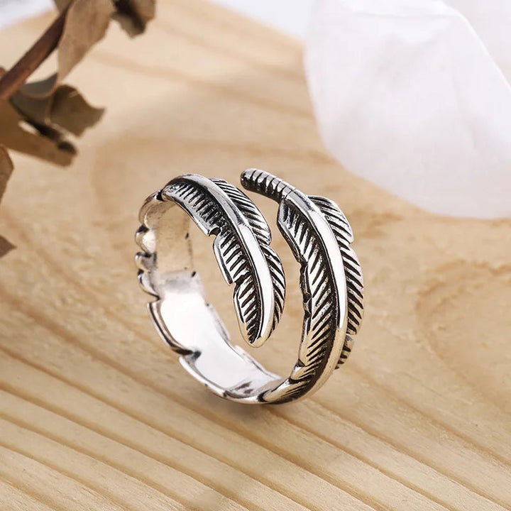 Adjustable Memorial Ring Sterling Silver Feather Angel