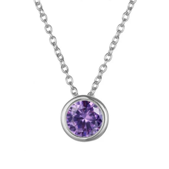 Birthstone Necklace White Gold Dainty Pendant for Women