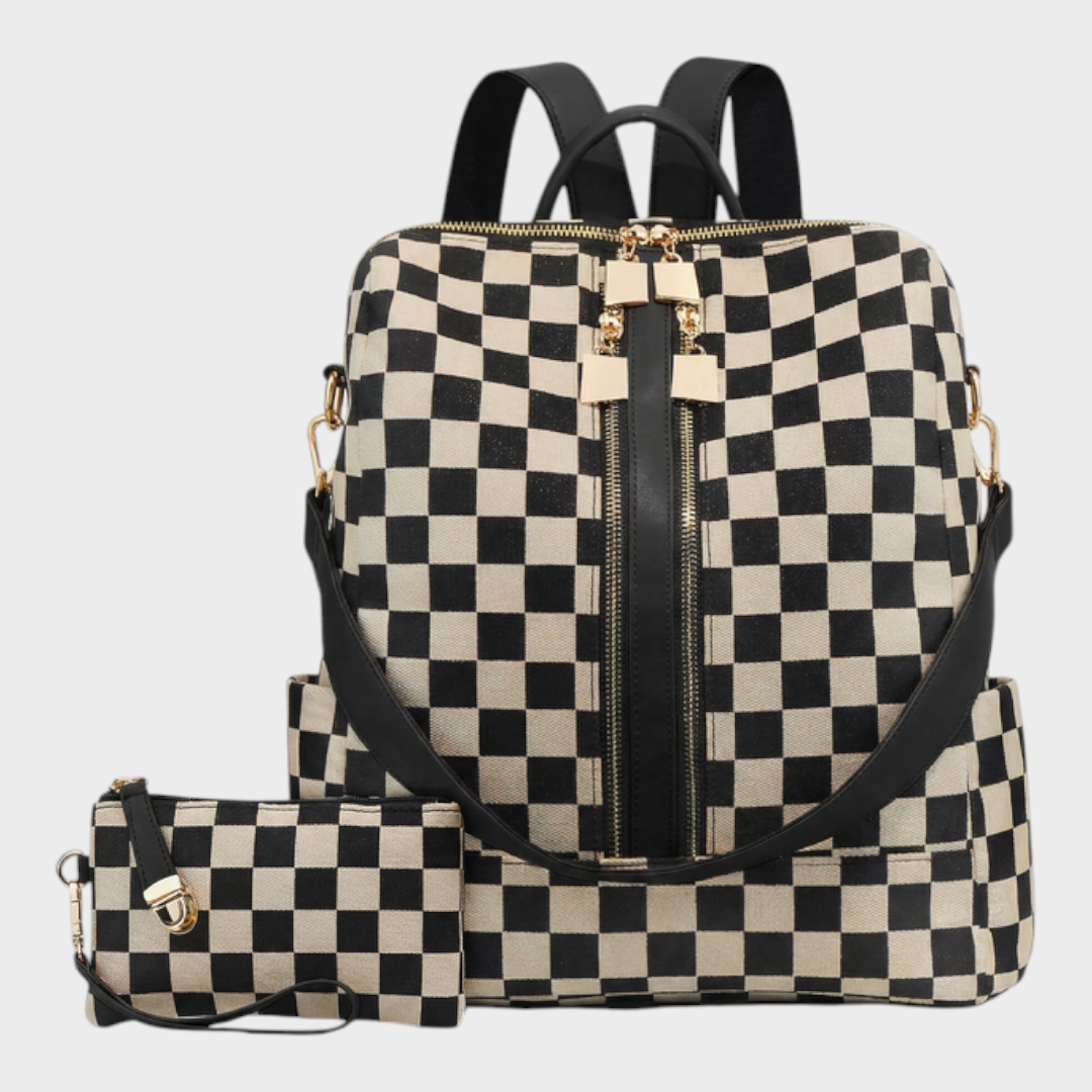Vegan Leather Backpack with Convertible Shoulder Strap