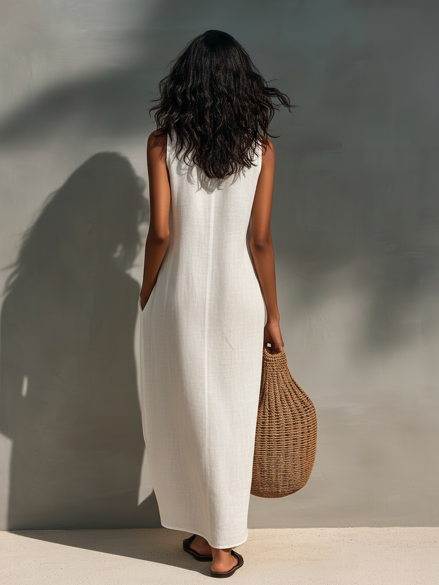 Sleeveless Maxi Dress with Cutout Neckline for Women