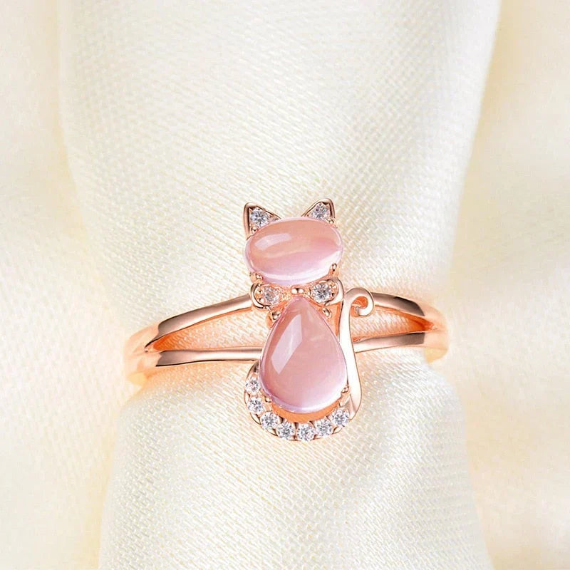 Cat Ring Rose Gold | Dainty Animal Ring for Cat Lovers