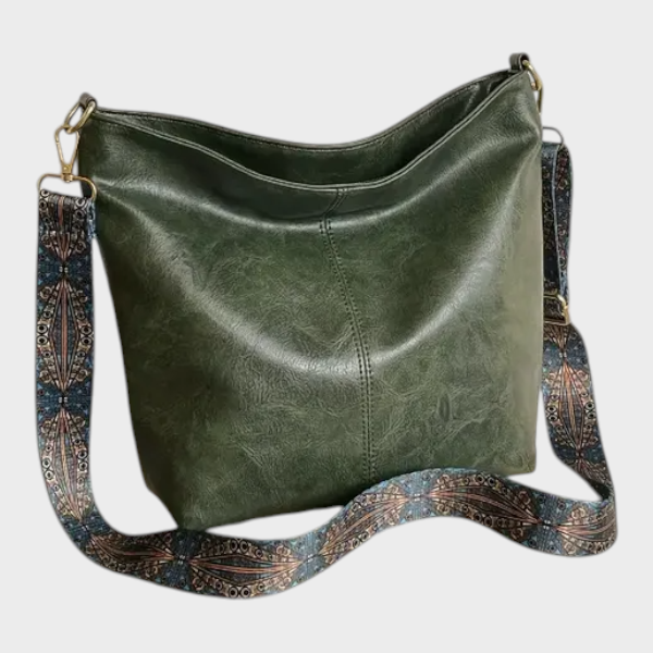 Crossbody Bag for Women - Lightweight Green Vegan Leather Purse