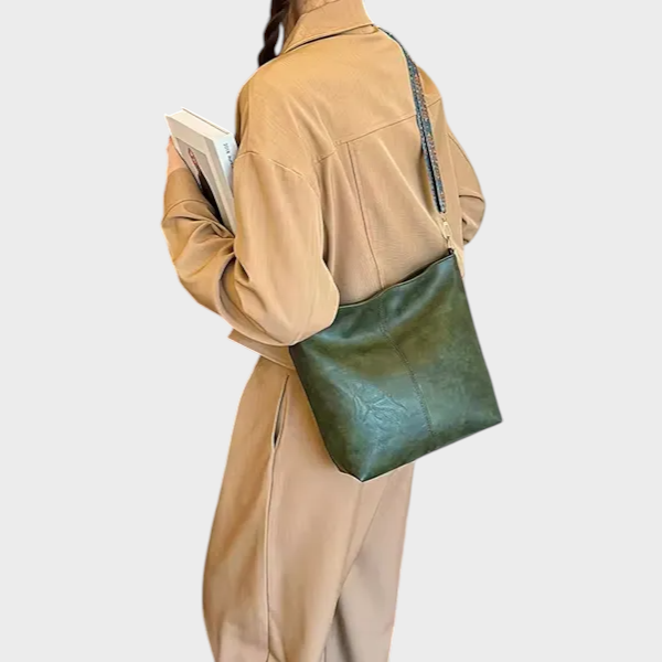 Crossbody Bag for Women - Lightweight Green Vegan Leather Purse