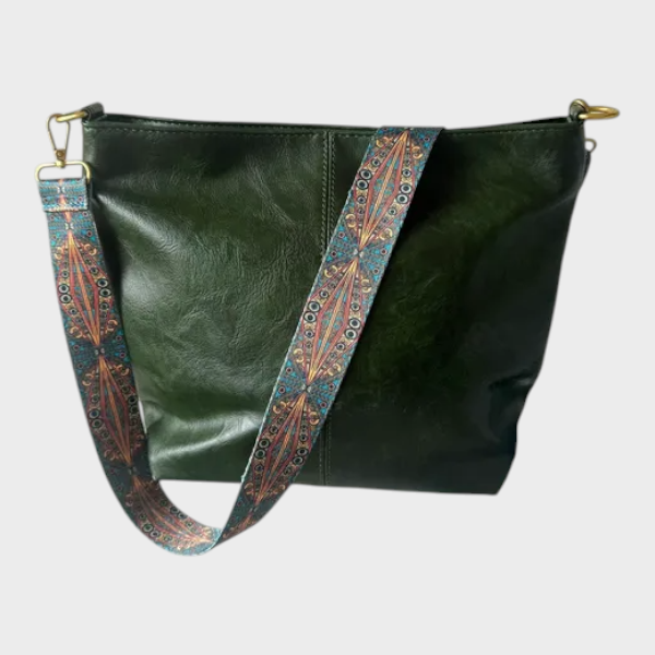 Crossbody Bag for Women - Lightweight Green Vegan Leather Purse