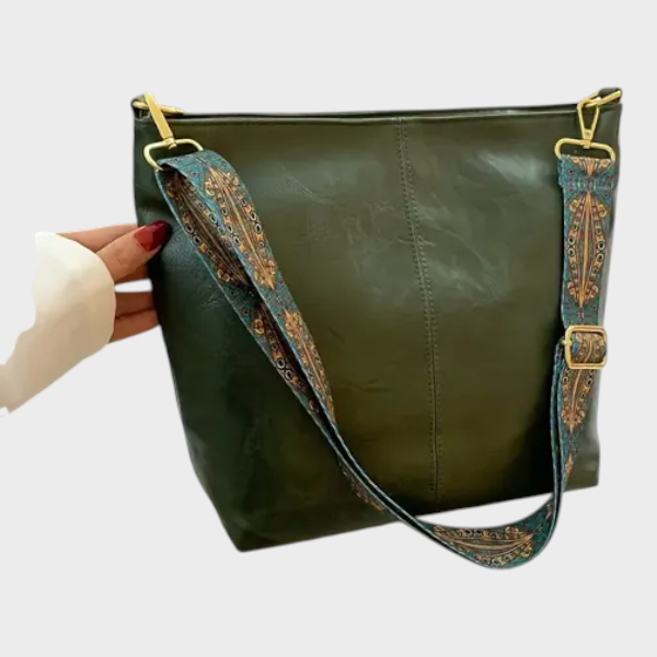Crossbody Bag for Women - Lightweight Green Vegan Leather Purse