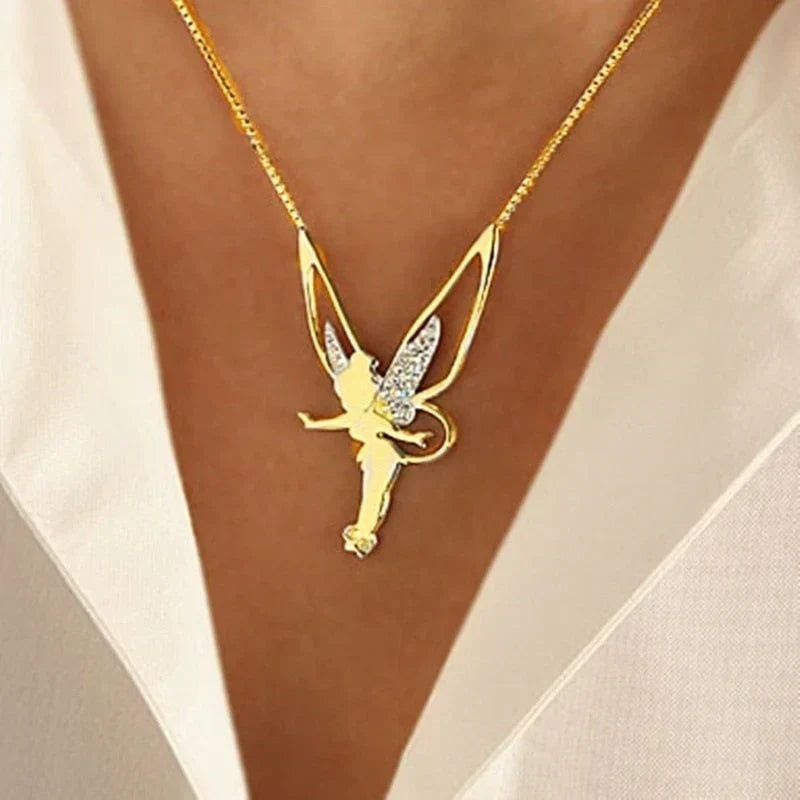 Gold Fairy Pendant Necklace | Delicate Layering Necklace