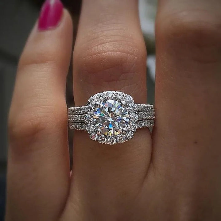 White Gold Statement Ring - Elegant Clarinda Vellori Design
