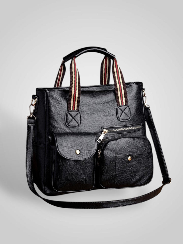 Retro Leather Shoulder Bag with Multiple Compartments