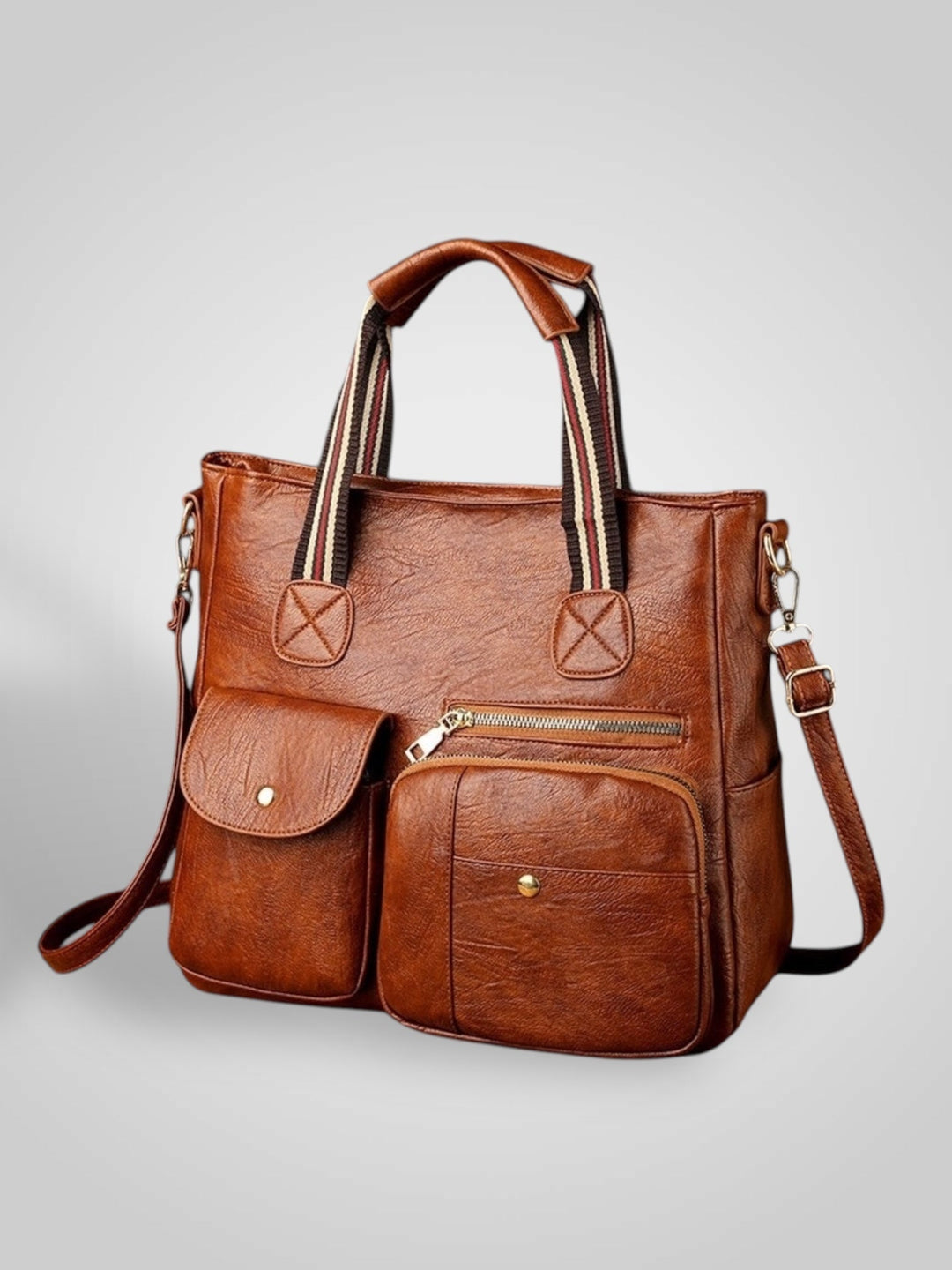 Retro Leather Shoulder Bag with Multiple Compartments