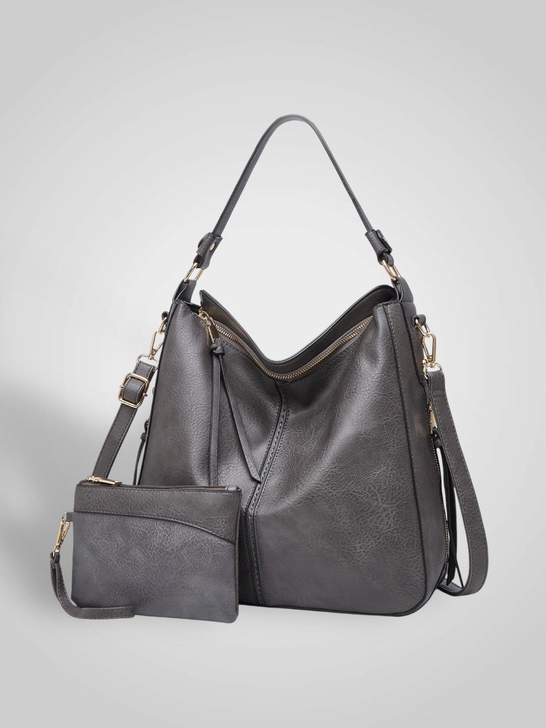Leather Hobo Bag for Women - Anti-Theft Shoulder Bag