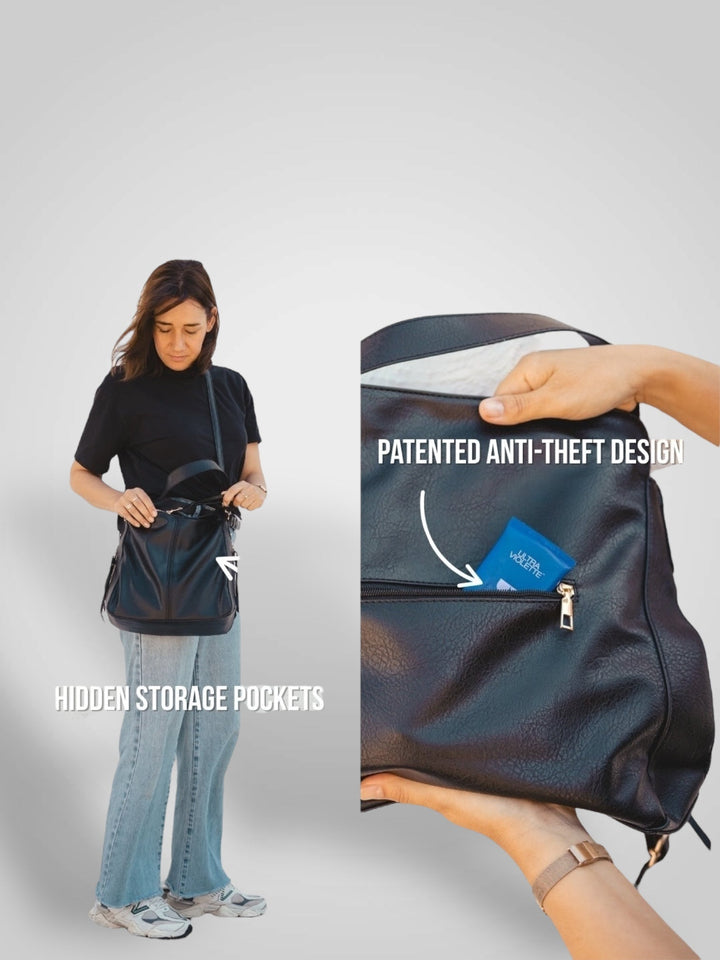 Leather Hobo Bag for Women - Anti-Theft Shoulder Bag
