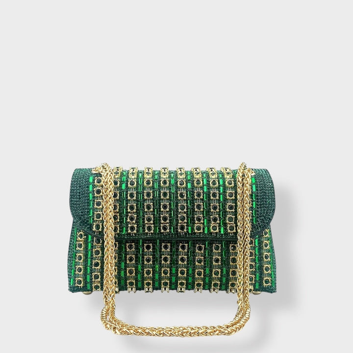 Chain Shoulder Bag with Crystal Embellishments for Women