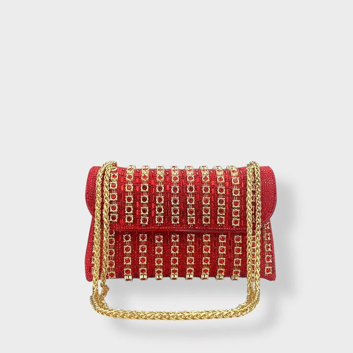 Chain Shoulder Bag with Crystal Embellishments for Women