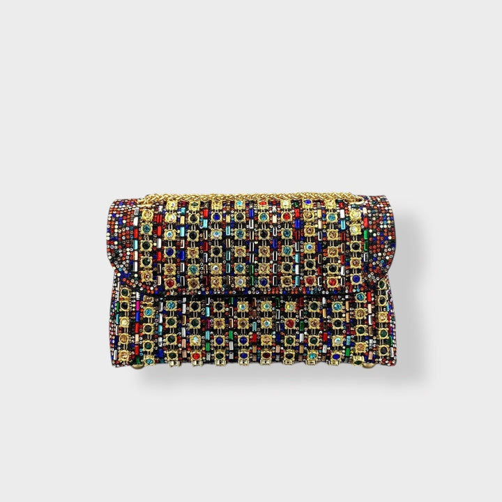 Chain Shoulder Bag with Crystal Embellishments for Women