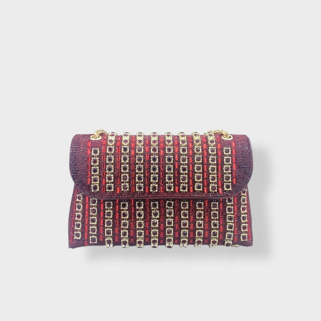 Chain Shoulder Bag with Crystal Embellishments for Women