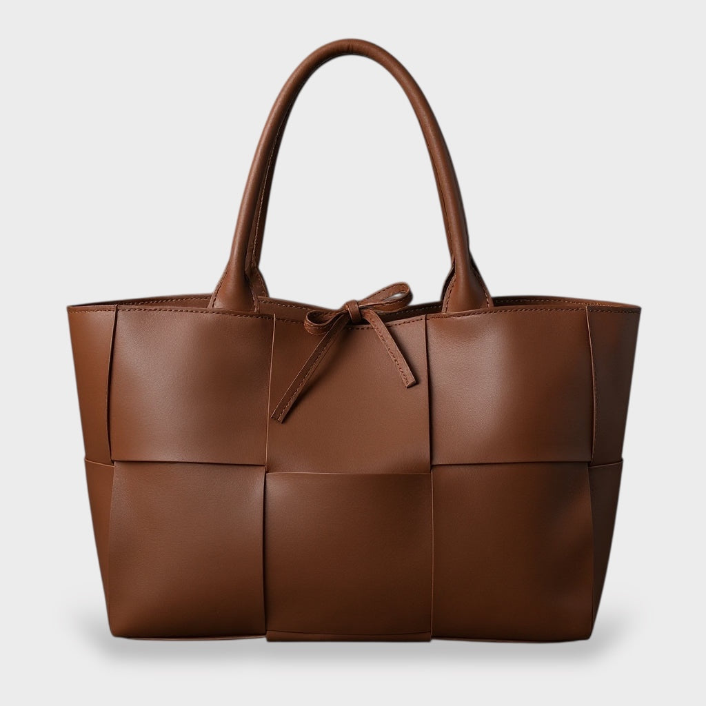 Oversized Leather Tote Bag with Bow Detail for Women