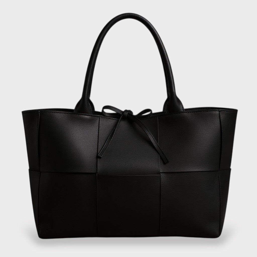 Oversized Leather Tote Bag with Bow Detail for Women