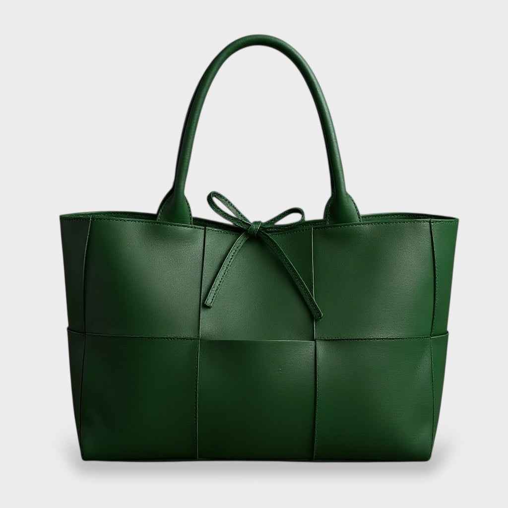 Oversized Leather Tote Bag with Bow Detail for Women