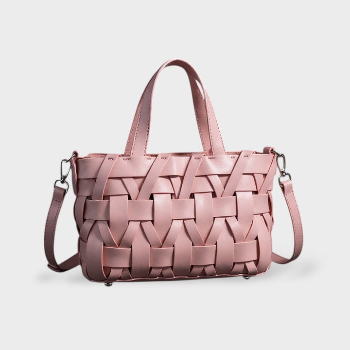 Handwoven Leather Handbag with Crossbody Strap for Women