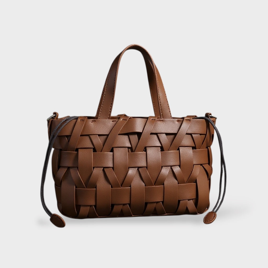 Handwoven Leather Handbag with Crossbody Strap for Women
