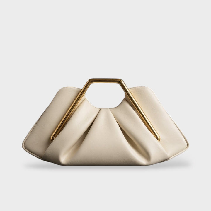 Leather Clutch Bag with Gold Handle | Evening Purse