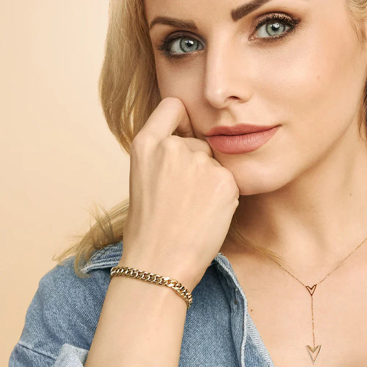 Gold Cuban Link Bracelet - Chunky Chain Bracelet for Women