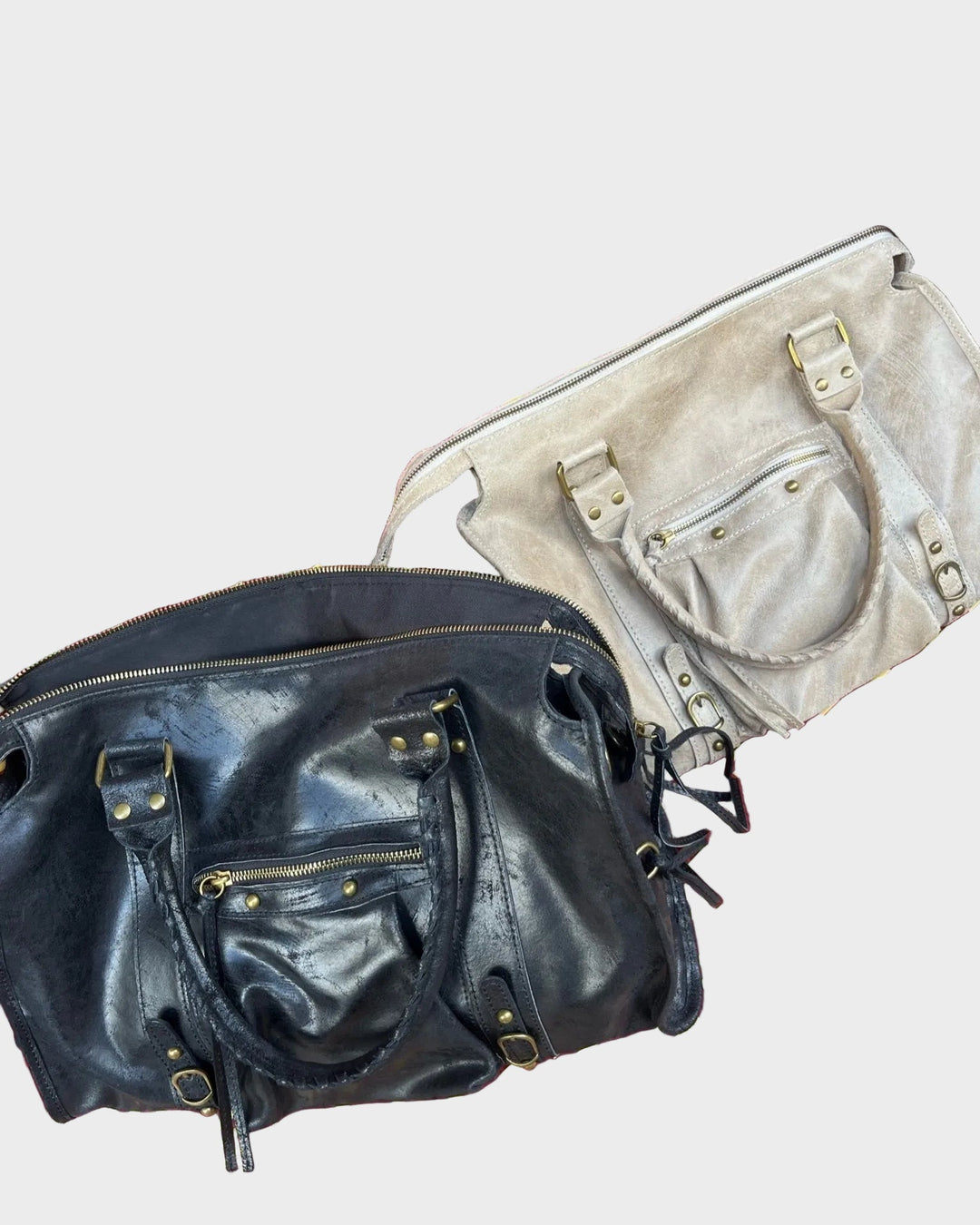 Black Leather Tote Bag for Women - Laptop Work Bag