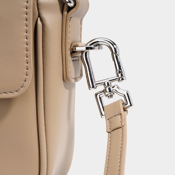 Small Leather Crossbody Bag with Flap Closure for Women
