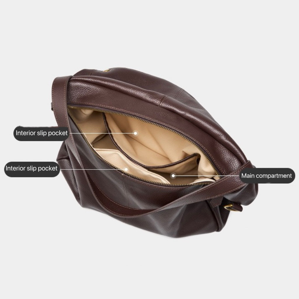 Soft Leather Tote Bag - Minimalist Everyday Shoulder Bag