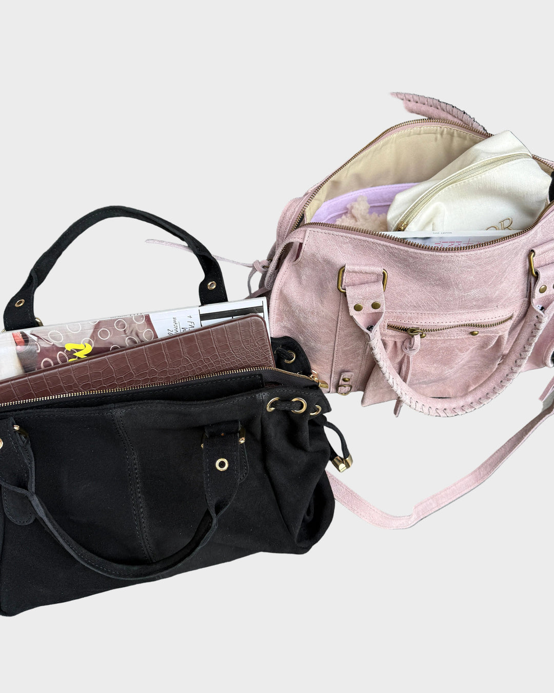Vanilla Pink Leather Tote Bag - Genuine Italian Leather Handbag