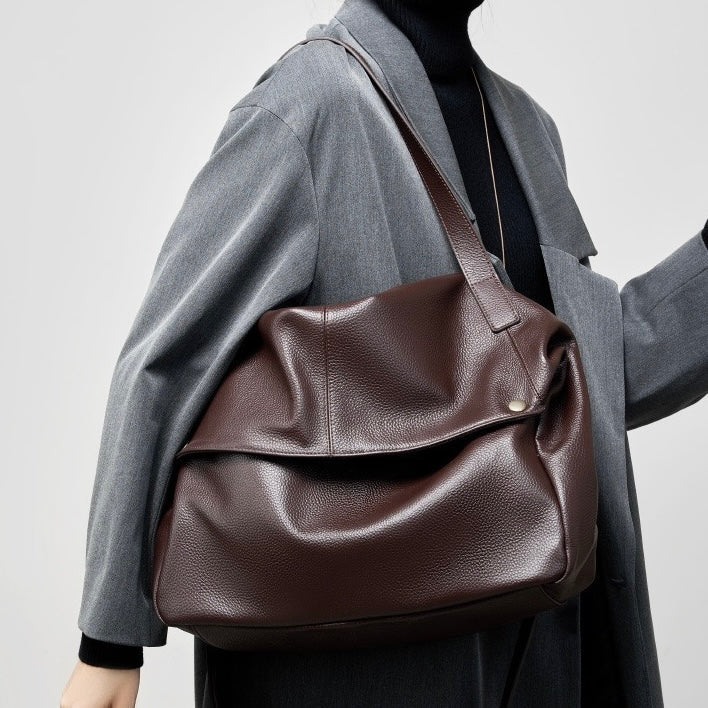Soft Leather Tote Bag - Minimalist Everyday Shoulder Bag