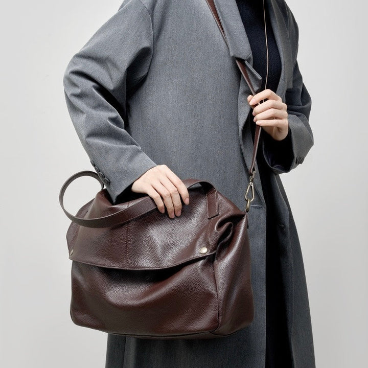 Soft Leather Tote Bag - Minimalist Everyday Shoulder Bag