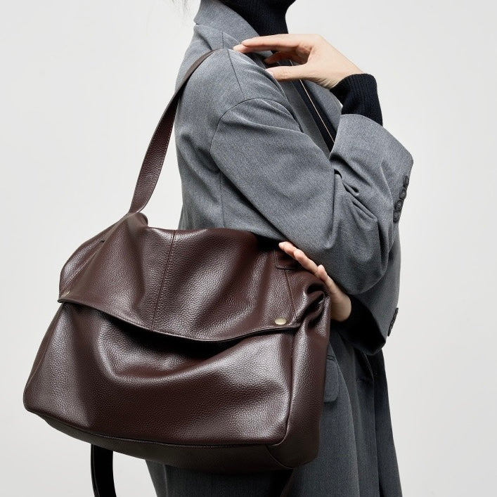 Soft Leather Tote Bag - Minimalist Everyday Shoulder Bag