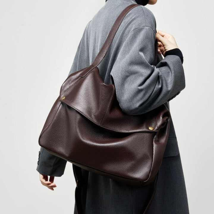 Soft Leather Tote Bag - Minimalist Everyday Shoulder Bag