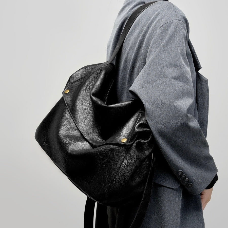 Soft Leather Tote Bag - Minimalist Everyday Shoulder Bag